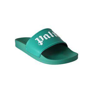 Palm Angels Logo-Print Sliders Green